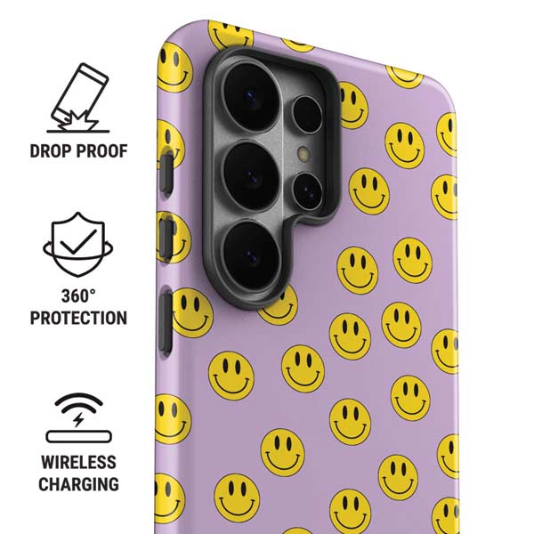 Purple Happy Face Pattern Galaxy S26 Ultra Impact Case