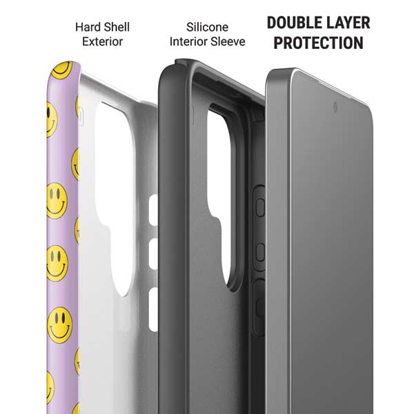 Purple Happy Face Pattern Galaxy S26 Ultra Impact Case