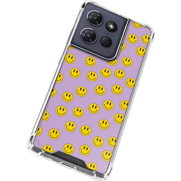 Purple Happy Face Pattern Moto G Play 5G (2025) Clear Case