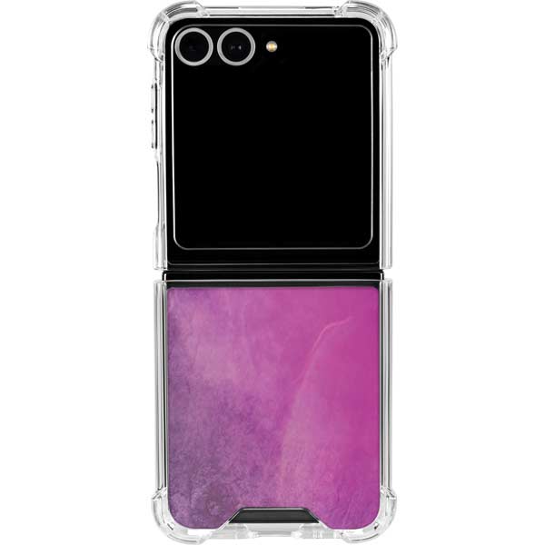 Purple Space Marble Galaxy Z Flip7 Clear Case