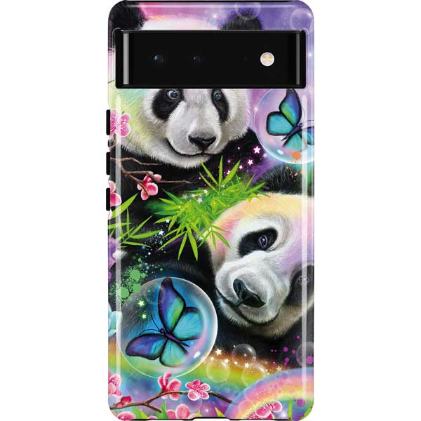 Rainbow Pandas with Butterflies by Sheena Pike Pixel Cases