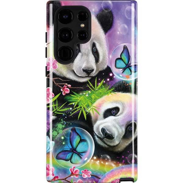 Rainbow Pandas with Butterflies by Sheena Pike Galaxy Cases