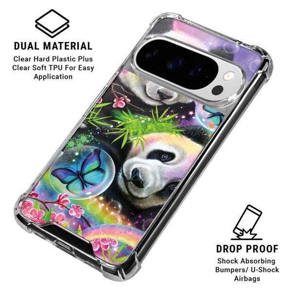 Rainbow Pandas with Butterflies by Sheena Pike Google Pixel 10 Pro Clear Case