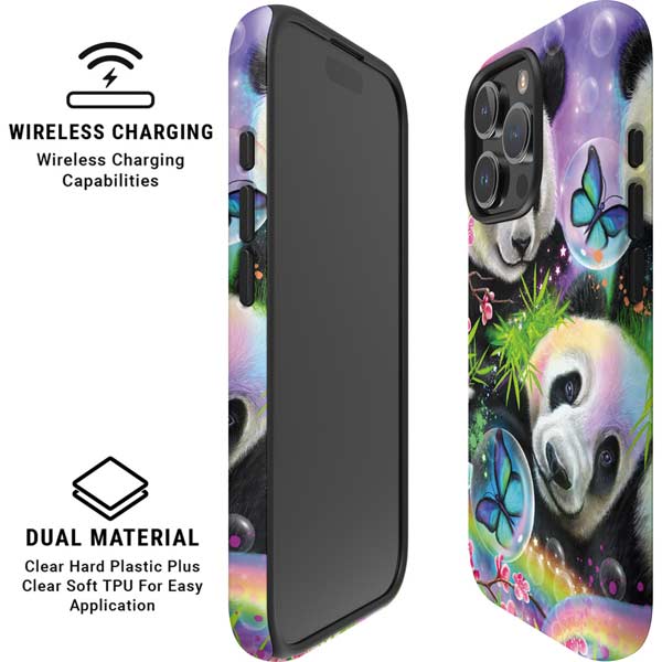 Rainbow Pandas with Butterflies by Sheena Pike iPhone 16 Pro Magsafe Impact Case