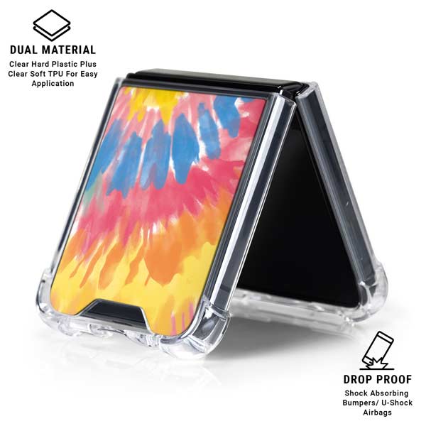 Rainbow Tie Dye Galaxy Z Flip7 Clear Case