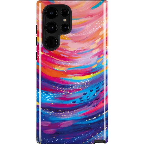 Rainbow Wave Brush Stroke by Etta Vee Galaxy Cases