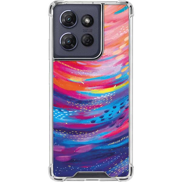 Rainbow Wave Brush Stroke by Etta Vee Moto G 5G (2025) Clear Case