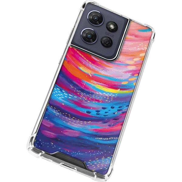 Rainbow Wave Brush Stroke by Etta Vee Moto G 5G (2025) Clear Case