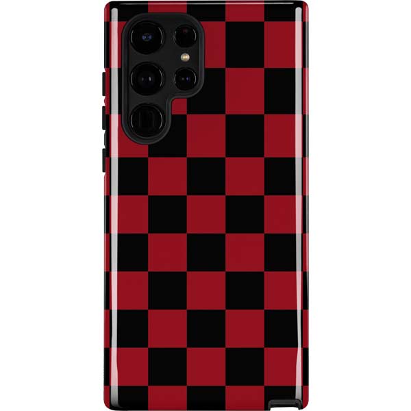 Red and Black Checkerboard Galaxy Cases
