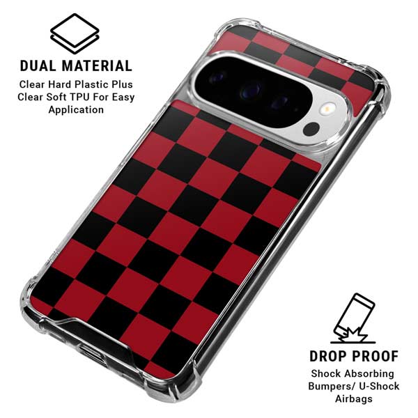 Red and Black Checkerboard Google Pixel 10 Pro XL Clear Case