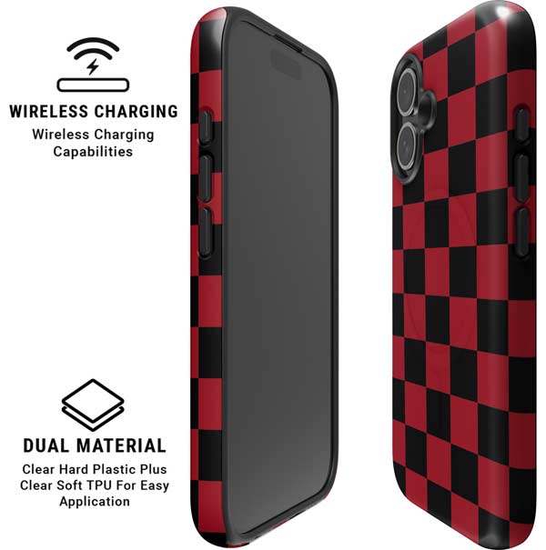 Red and Black Checkerboard iPhone 16 Magsafe Impact Case