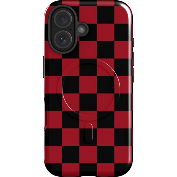 Red and Black Checkerboard iPhone 16 Plus Magsafe Impact Case