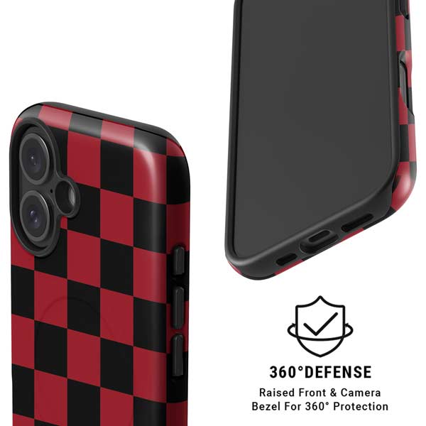 Red and Black Checkerboard iPhone 16 Plus Magsafe Impact Case