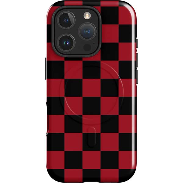 Red and Black Checkerboard iPhone 16 Pro Max Magsafe Impact Case