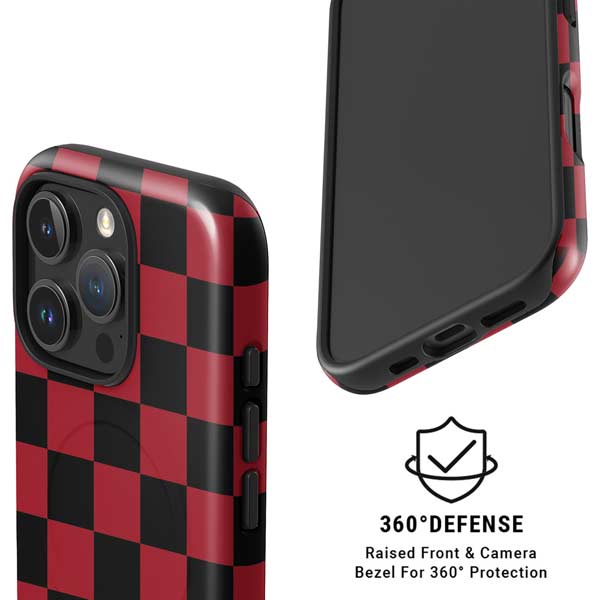 Red and Black Checkerboard iPhone 16 Pro Max Magsafe Impact Case