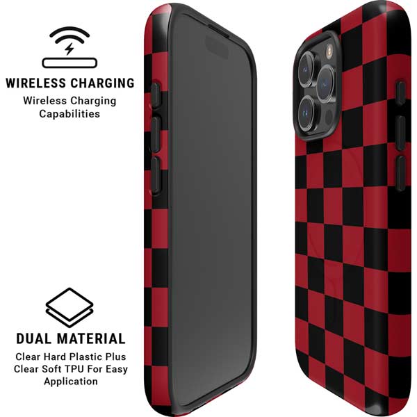 Red and Black Checkerboard iPhone 16 Pro Max Magsafe Impact Case