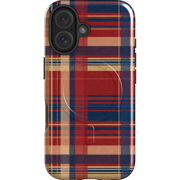 Red and Blue Plaid iPhone 16 Magsafe Impact Case