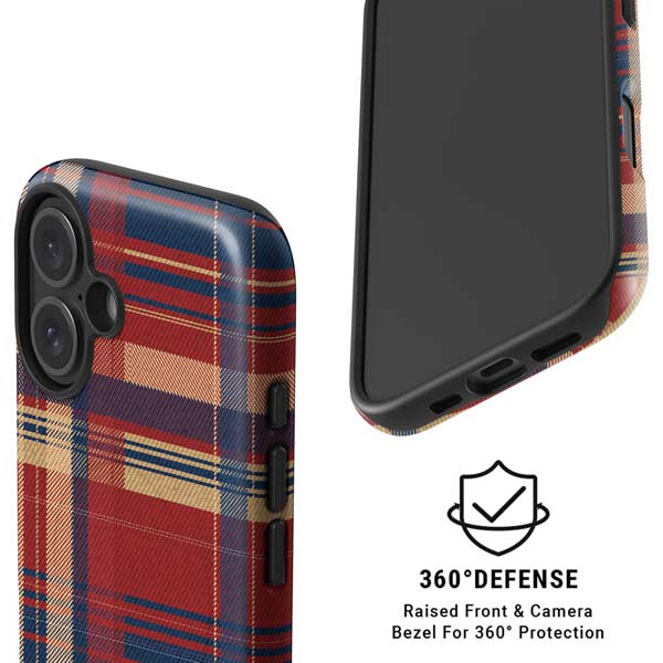 Red and Blue Plaid iPhone 16 Magsafe Impact Case