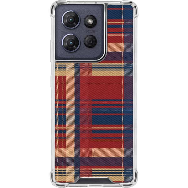 Red and Blue Plaid Moto G Play 5G (2025) Clear Case