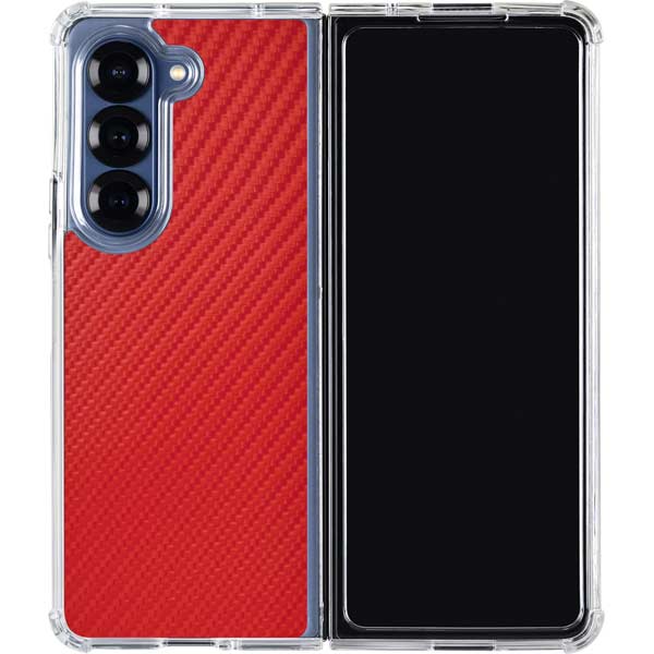 Red Carbon Fiber Specialty Texture Material Galaxy Z Fold7 Clear Case