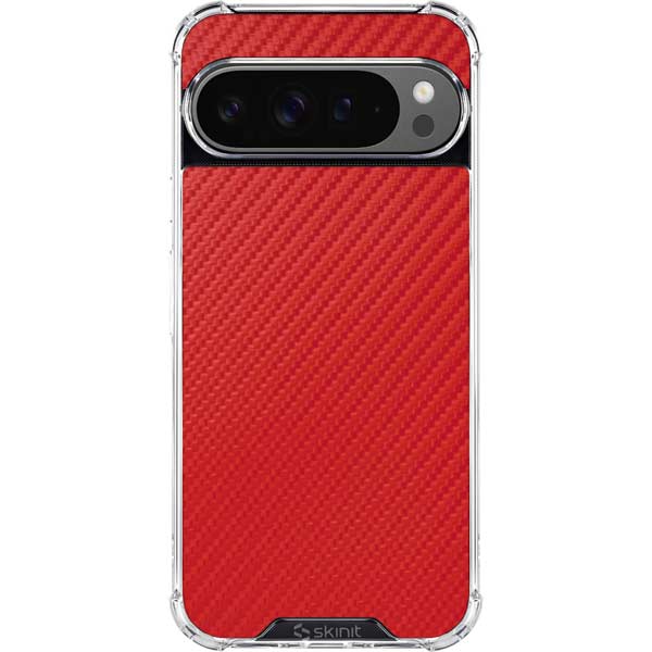 Red Carbon Fiber Specialty Texture Material Google Pixel 10 Pro XL Clear Case
