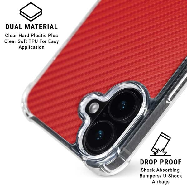 Red Carbon Fiber Specialty Texture Material iPhone 17 Clear Case