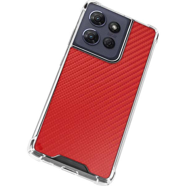Red Carbon Fiber Specialty Texture Material Moto G Power 5G (2025) Clear Case
