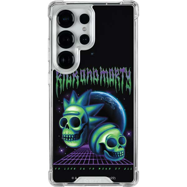Adult Swim Rick and Morty Neon Skulls Galaxy S25 Ultra Clear Case