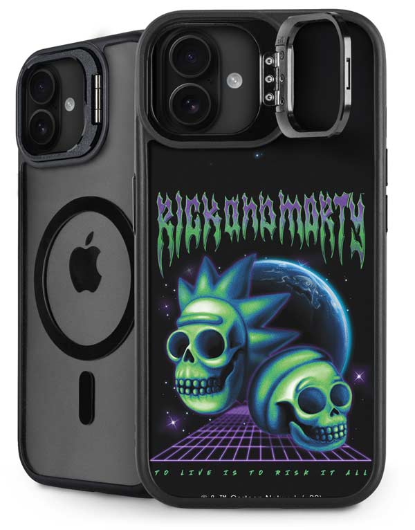 Adult Swim Rick and Morty Neon Skulls iPhone 16 Kickstand Case