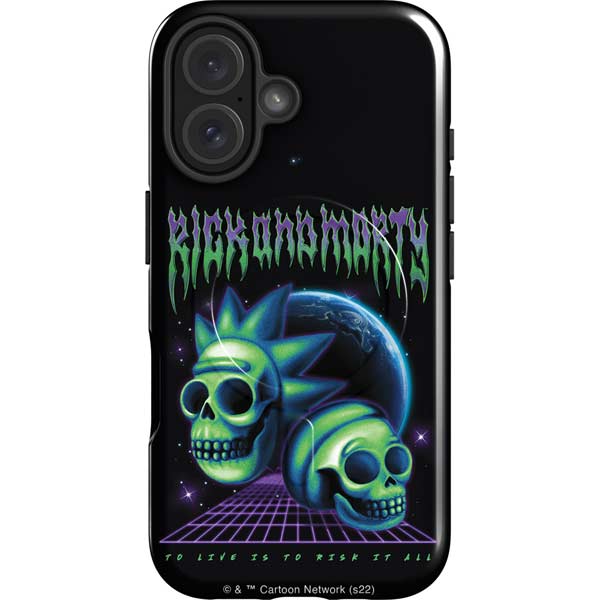 Adult Swim Rick and Morty Neon Skulls iPhone 16 Magsafe Impact Case