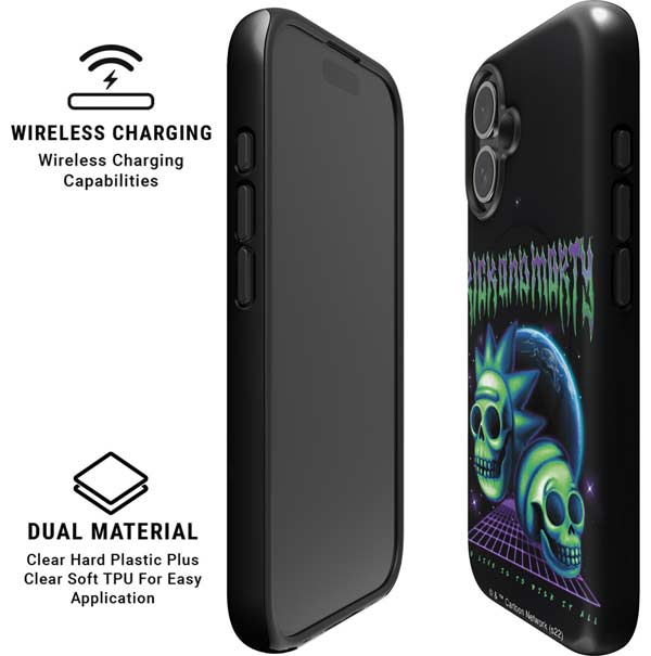 Adult Swim Rick and Morty Neon Skulls iPhone 16 Plus Magsafe Impact Case