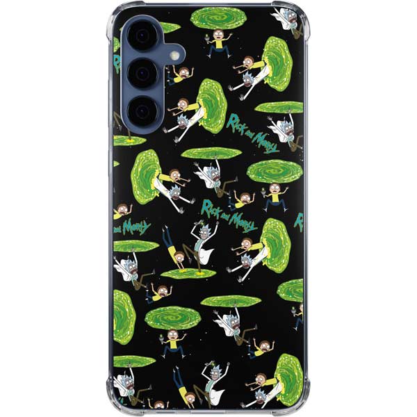 Adult Swim Rick and Morty Portal Pattern Galaxy A35 5G Clear Case