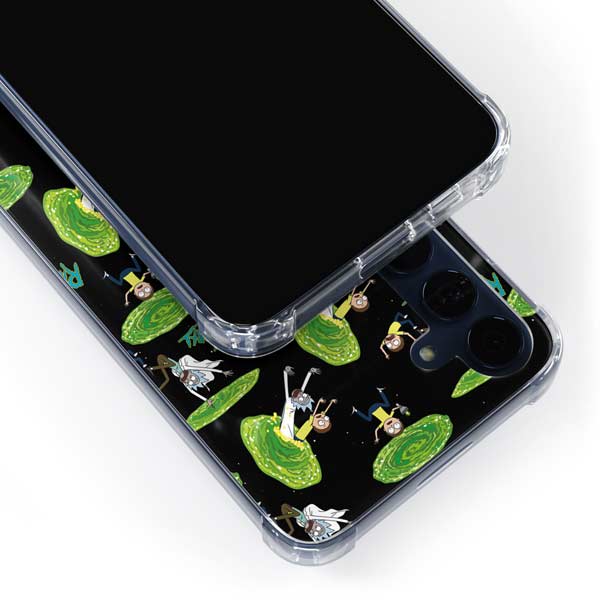 Adult Swim Rick and Morty Portal Pattern Galaxy A35 5G Clear Case