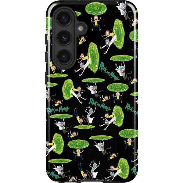 Adult Swim Rick and Morty Portal Pattern Galaxy S25 Plus Impact Case