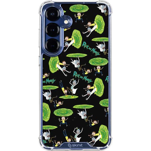 Adult Swim Rick and Morty Portal Pattern Galaxy S25 Plus Clear Case