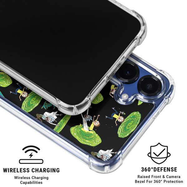 Adult Swim Rick and Morty Portal Pattern Galaxy S25 Plus Clear Case