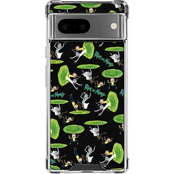 Adult Swim Rick and Morty Portal Pattern Google Pixel 8a Clear Case