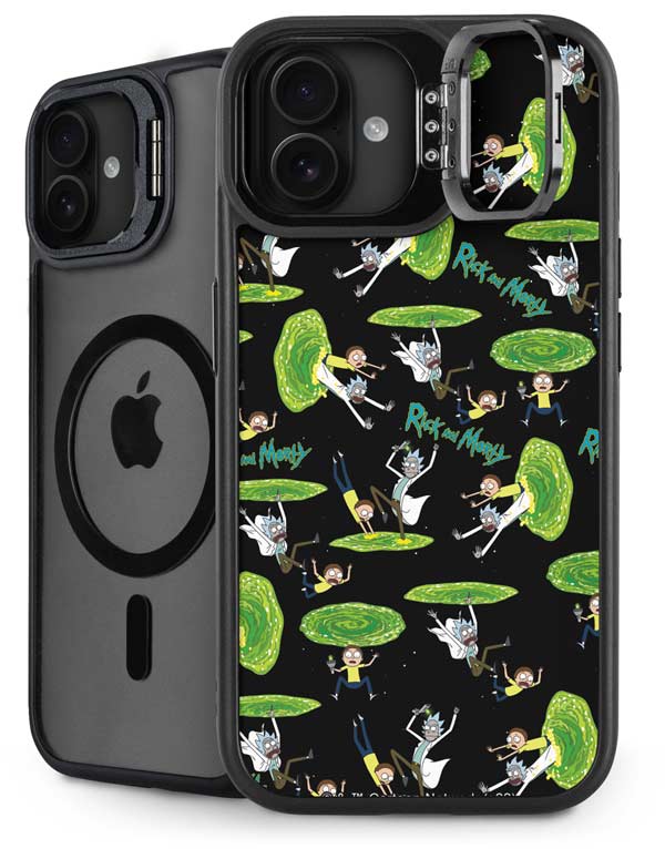 Adult Swim Rick and Morty Portal Pattern iPhone 16 Kickstand Case