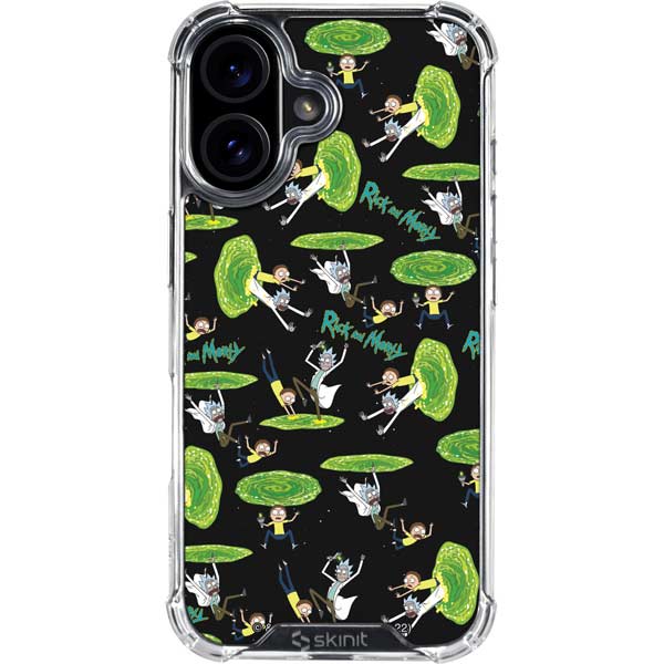 Adult Swim Rick and Morty Portal Pattern iPhone 16 Plus Clear Case