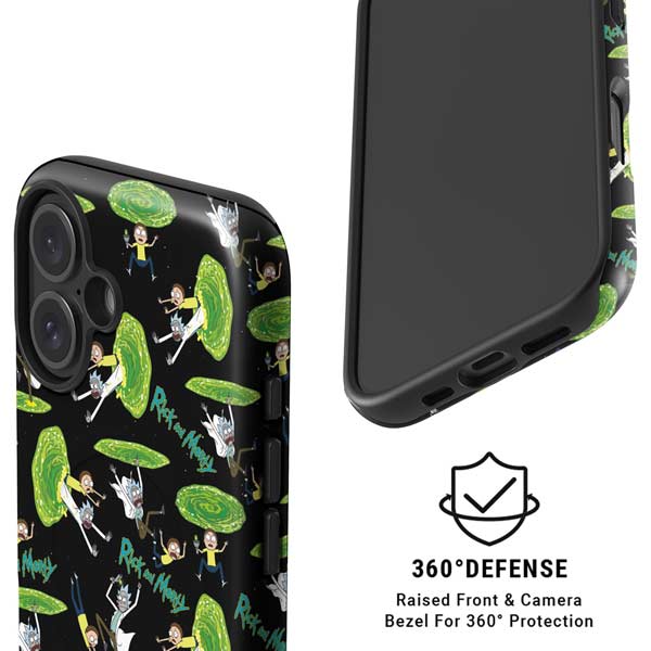 Adult Swim Rick and Morty Portal Pattern iPhone 16 Plus Magsafe Impact Case