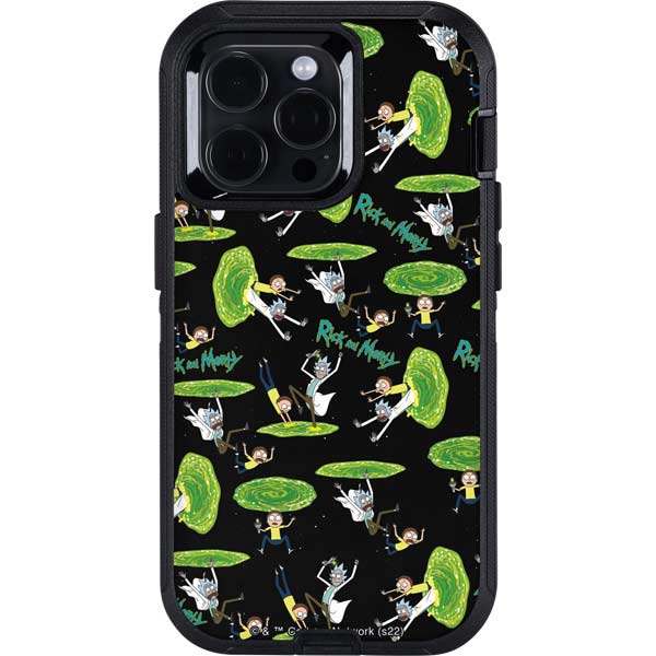 Adult Swim Rick and Morty Portal Pattern Otterbox Defender iPhone Skin