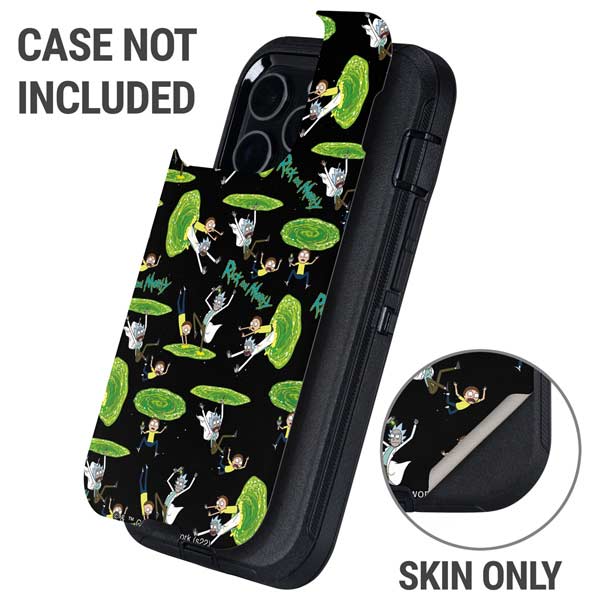 Adult Swim Rick and Morty Portal Pattern Otterbox Defender iPhone Skin