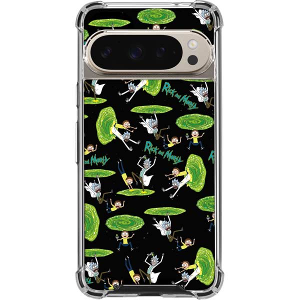 Adult Swim Rick and Morty Portal Pattern Pixel 9 Pro XL Clear Case