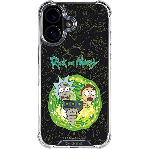 Adult Swim Rick and Morty Portal Travel iPhone 16 Plus Clear Case