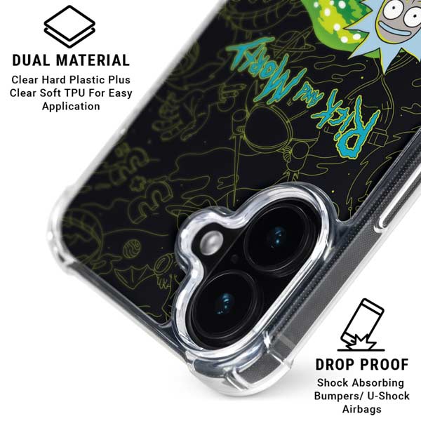 Adult Swim Rick and Morty Portal Travel iPhone 16 Plus Clear Case
