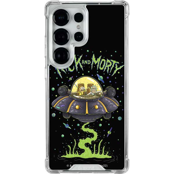 Adult Swim Rick and Morty Spaceship Galaxy S25 Ultra Clear Case