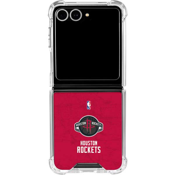 NBA Houston Rockets Distressed Galaxy Z Flip7 Clear Case