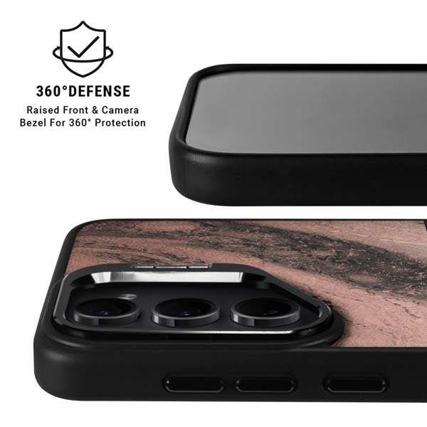 Rose Gold and Black Marble Galaxy S26 Plus Kickstand Case