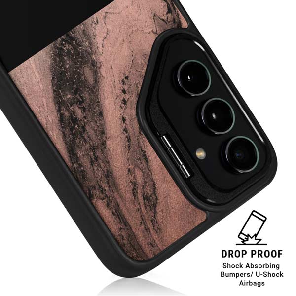Rose Gold and Black Marble Galaxy S26 Plus Kickstand Case