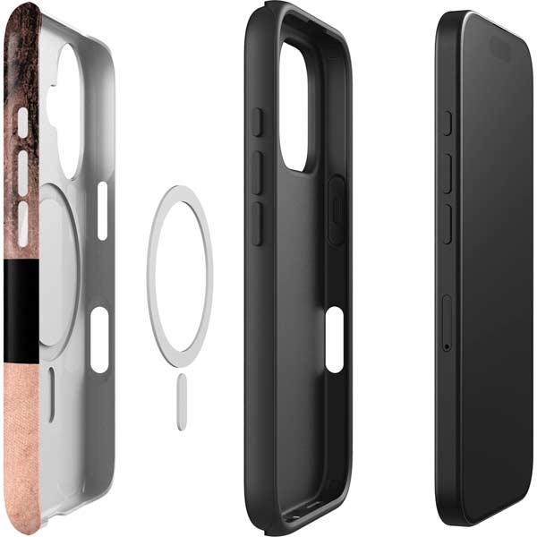 Rose Gold and Black Marble iPhone 16 Plus Magsafe Impact Case